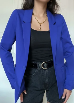 H&M Blazer Mit Kragen Jacke in Blau Viskose Suit Jacket Blue von H&M Divided (Gr. 34) , merk: H&M, staat: Nieuw met prijskaartje, maat: XS / 34 / 6, € 14,00, € 15,40 inclusief Kopersbescherming