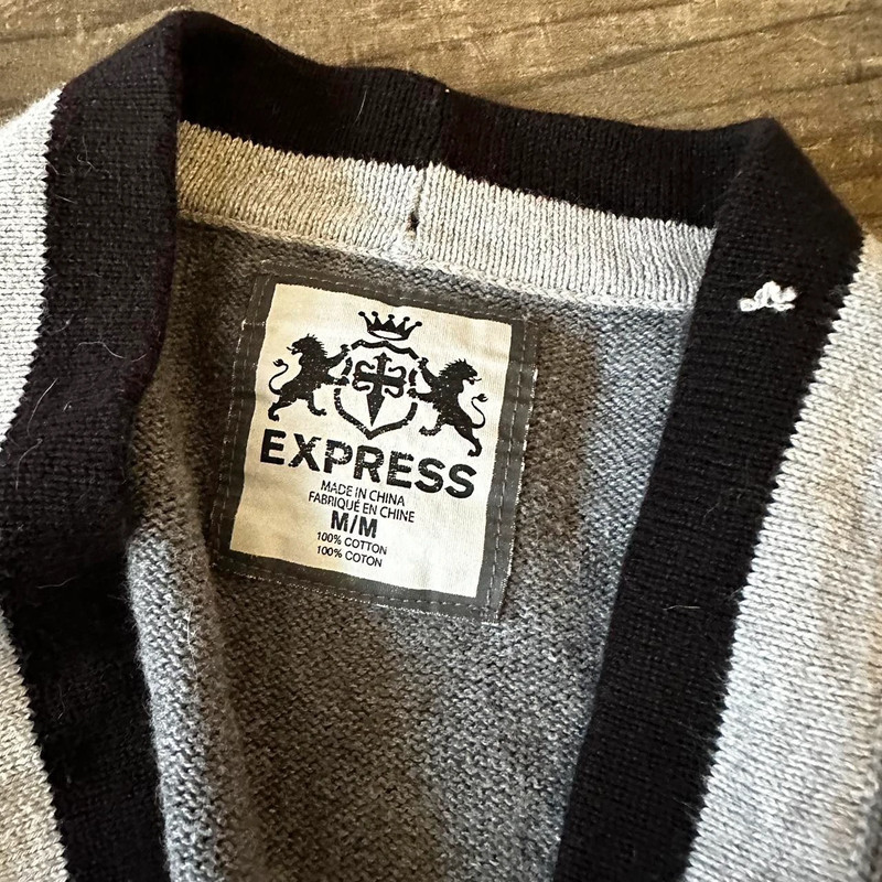 grey and black express cardigan, size medium 3