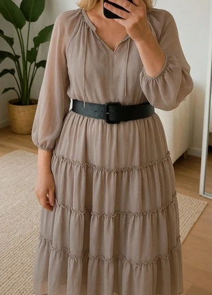 Volantkleid mit Unterkleid | Größe L | Taupe, marque: Sonstiges, état: Très bon état, taille: L / 40 / 12, 15,00 €, 16,45 € Protection acheteurs incluse