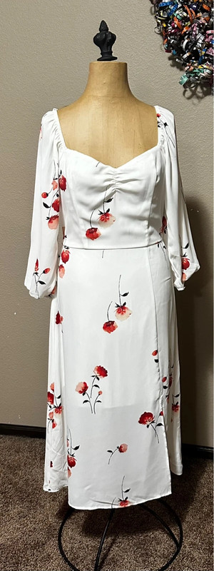 Rixxi White Floral Summer Dress, 3/4 Sleeve, Large NWT 1