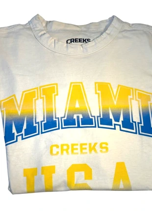 T-shirt Creeks blanc, bleu et jaune, marque: Creeks, état: Très bon état, taille: XS, 7,00 €, 8,05 € Protection acheteurs incluse