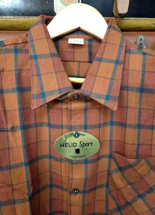 1980s–1990s Vintage French Flannel Shirt – HELIO Sport – Rust Tartan – Size 7 XXL – Measures below, marke: Vintage Dressing, zustand: Neu, mit Etikett, größe: XXL, 12,00 €, 13,30 € beinhaltet Vinted-Käuferschutz Pro
