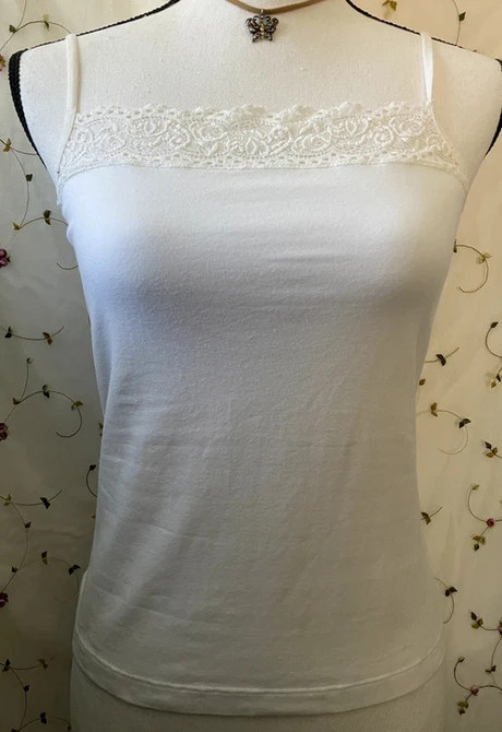 lace trim square neck white cami 1