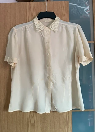 Vintage 1930s Cream Rayon and Guipure Lace Collar, brand: Vintage Dressing, condition: Satisfactory, size: XXL / 16, £30.00, £32.20 includes Buyer Protection