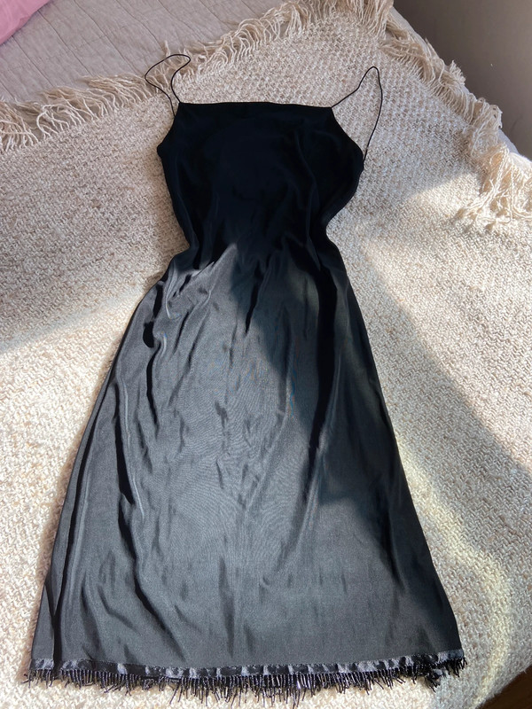 VNTG black backless midi dress 1