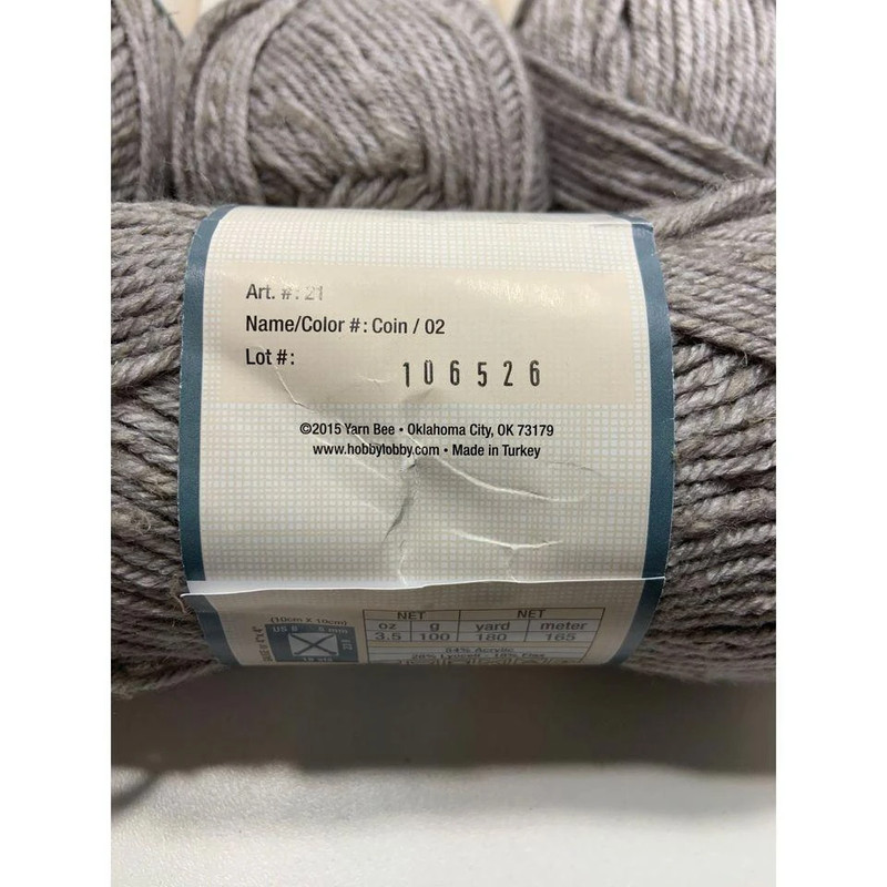 4x Yarn Bee "Coin" 3.5oz - 180yds  - 4 Weight - 100g 3