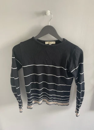 Pull fin en coton rayé italien noir blanc et beige, marque: Vintage Dressing, état: Neuf sans étiquette, taille: XS / 34 / 6, 3,00 €, 3,85 € Protection acheteurs incluse