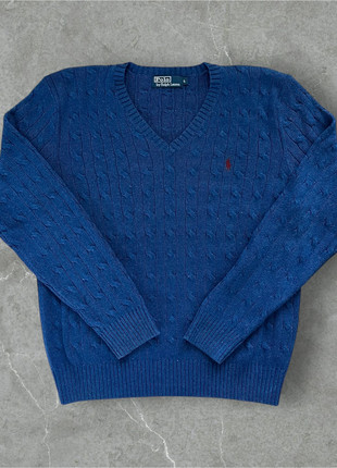 Pull Ralph Lauren torsadé col en V bleu taille L, marque: Ralph Lauren, état: Très bon état, taille: L, 40,00 €, 42,70 € Protection acheteurs incluse