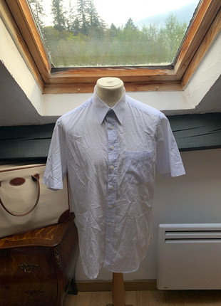 Chemise manches courtes homme à petit carreaux bleu clair chemise léger M, estado: Muito bom, tamanho: M, €8.00, €9.10 inclui Proteção do Comprador