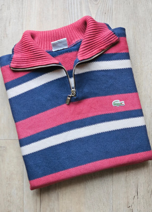 Hele ritssluiting Kraag Lacoste 100% Katoen gestreept geborduurd logo | Maat XL | A1241, marca: Lacoste, estado: Muito bom, tamanho: XL, €24.50, €26.43 inclui Proteção do Comprador