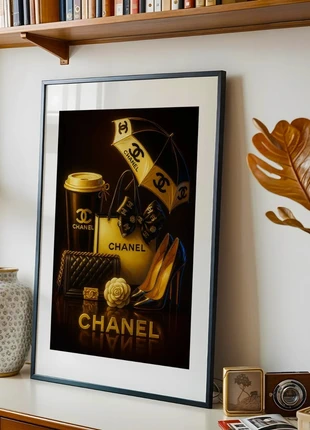 Affiche Poster – Élégance de Luxe Doré & Noir – A3 (29,7 x 42 cm), marque: Vintage Chic, état: Très bon état, 10,00 €, 11,20 € Protection acheteurs incluse