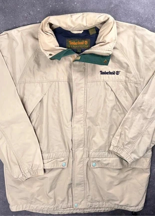 Veste Timberland vintage Weathergear beige col vert logo brodé - L homme - coton nylon AA 223, marque: Timberland, état: Bon état, taille: L, 24,00 €, 25,90 € Protection acheteurs (Pro) incluse