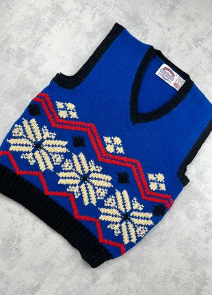 Pull surchemise en laine vintage bleu à motifs / Pull d'hiver épais chaud snas manches- S, marke: Vintage Dressing, zustand: Sehr gut, größe: S, 22,00 €, 23,80 € inklusive Vinted-Käuferschutz