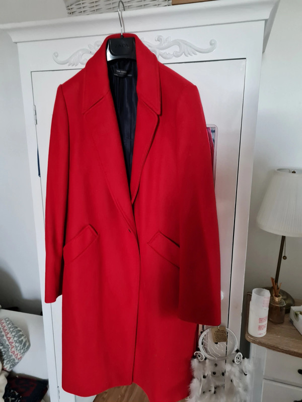 manteau laine rouge zara