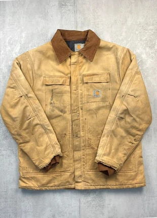 CH08 - Carhartt Detroit Arctic Jacket Rare Vintage 90’ Workwear Ruined Style Retro Camel Beige, merk: Carhartt, staat: Goed, maat: L, € 54,99, € 58,44 inclusief Kopersbescherming Pro