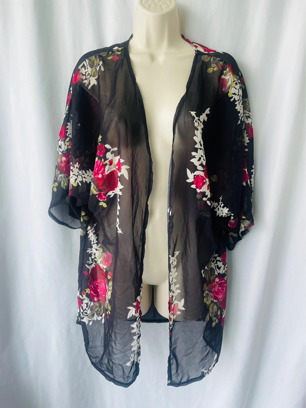 Black Floral kimono/coverall 2