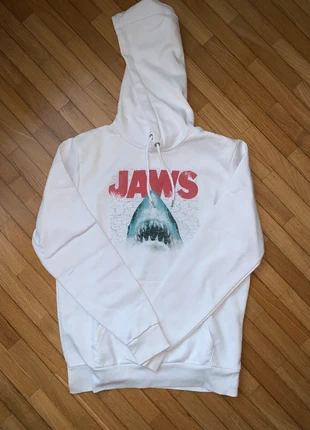 Felpa di JAWS bianca con stampa, brand: JAWS, condizioni: Ottime, taglia: M / IT 42 / EU 38, €10.00, €11.20 include la Protezione acquisti