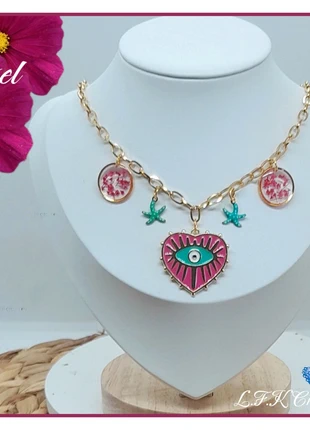 Collier femme, fille en acier inoxydable or turquoise et fuchsia, marke: lfkcreations, zustand: Sehr gut, 14,90 €, 16,35 € beinhaltet Vinted-Käuferschutz Pro