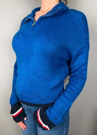 Pull Tommy Hilfiger bleu col zippé bicolore - M femme - acrylique / polyester LTH 522, brand: Tommy Hilfiger, condizioni: Ottime, taglia: M / IT 42 / EU 38, €10.00, €11.20 include la Protezione acquisti Pro