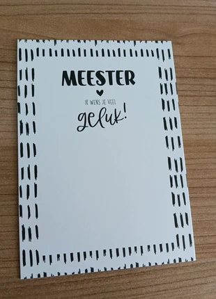A6 meester ik wens je veel geluk, marca: Miekinvorm, estado: Novo sem etiquetas, €1.00, €1.75 inclui Proteção do Comprador Pro