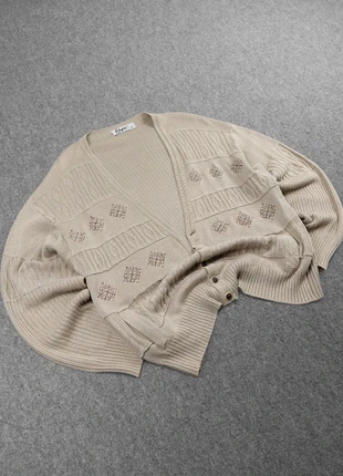 Cardigan / Gilet Vintage 80s en Maille Beige à Motifs Brodé "Ethnic" (L), marque: Vintage Dressing, état: Satisfaisant, taille: L, 6,00 €, 7,00 € Protection acheteurs (Pro) incluse