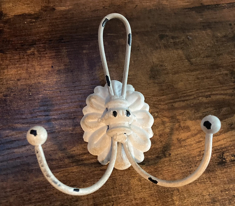 Metal Double Hook Hanger, Cream/Ivory 1