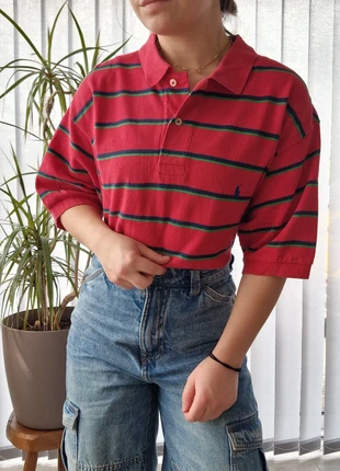 Polo rouge à rayures Ralph Lauren (1724), marca: Ralph Lauren, estado: Muito bom, tamanho: L / 40 / 12, €32.00, €34.30 inclui Proteção do Comprador Pro