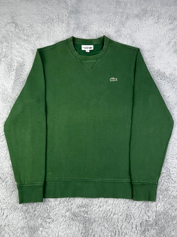 Pull / sweat / sweater / crewneck / felpa / Maglione Lacoste vert logo brodé croco- taille S🐊 1