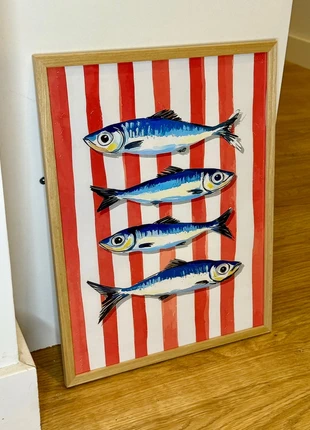 Affiche décorative 30x40cm rayures motif sardines poissons cuisine aesthetic tendance pinterest, marque: Tendance, état: Neuf avec étiquette, 12,00 €, 13,30 € Protection acheteurs incluse