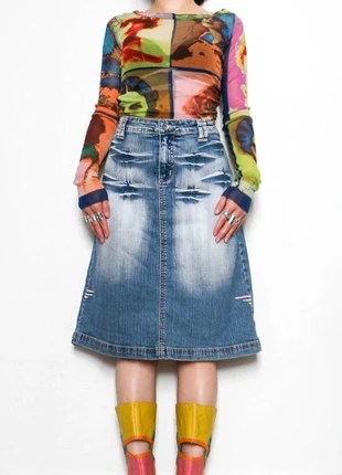 Denim skirt | Jupe en jean effet délavé, marque: Vintage, état: Très bon état, taille: M / 38 / 10, 12,00 €, 13,30 € Protection acheteurs (Pro) incluse