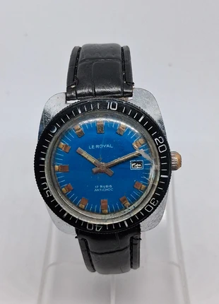 Montre vintage le royal plongeuse mécanique argenté bracelet cuir, merk: Vintage, staat: Heel goed, maat: 30–38 mm, € 30,00, € 32,20 inclusief Kopersbescherming Pro