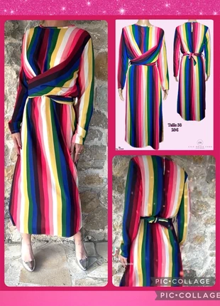 🩷 Robe midi rayée multicolore (Taille 38) SOLDÉ -60% 🩷, estado: Muito bom, tamanho: M / 38 / 10, €11.20, €12.46 inclui Proteção do Comprador Pro