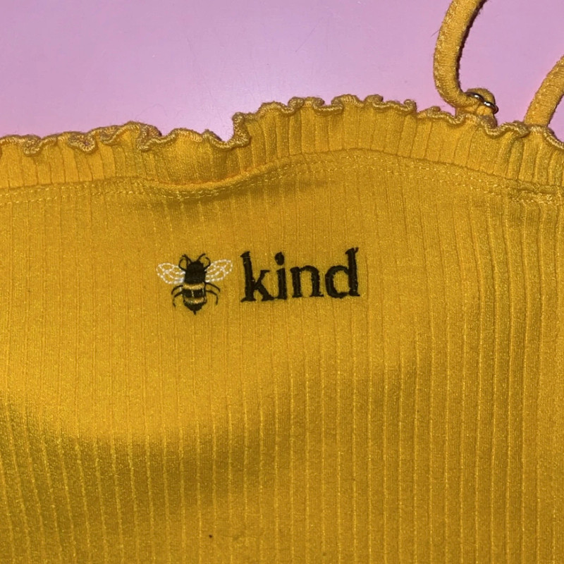 Forever 21 Embroidered Bee “Kind” Lettuce Hem Tube Cami Top 3