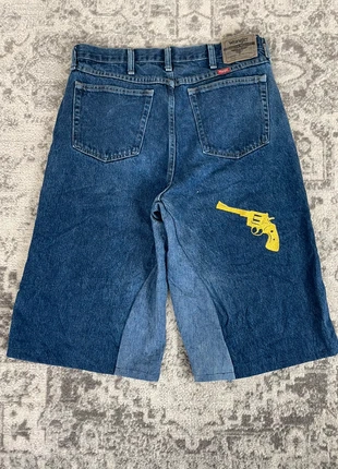 Jort short baggy large handmade style JNCO y2k brodé peinture hiphop, merk: Vintage Dressing, staat: Heel goed, maat: M, € 35,00, € 37,45 inclusief Kopersbescherming Pro