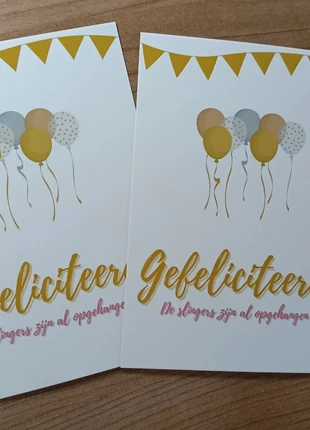 A6 Postcard Gefeliciteerd, de slingers zijn al opgehangen, merk: Cats Crea Store, staat: Nieuw zonder prijskaartje, € 1,00, € 1,75 inclusief Kopersbescherming Pro