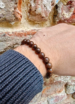 Bracelet Perles de Bois Fumé Veiné – Look Naturel et Zen, brand: Boutique Bohéme, condition: New without tags, €4.70, €5.64 includes Buyer Protection