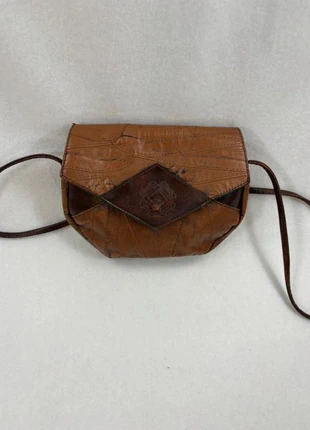Sac pochette vintage en cuir patchwork marron - 21x17 cm, brand: Vintage Dressing, condizioni: Ottime, €24.90, €26.85 include la Protezione acquisti Pro