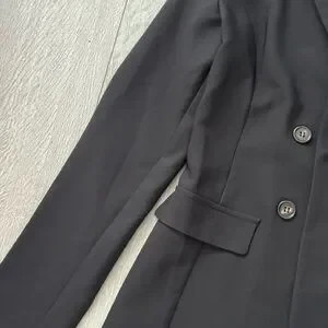 HAVE Black Buttoned Long Oversized Lightweight Trench Blazer 2