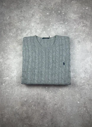 Pull Col Rond Ralph Lauren en Maille Torsadé Tressé Taille XXL Gris Logo Brodé Coton #R91, marca: Ralph Lauren, estado: Muy bueno, tamaño: XXL, 60,00 €, 63,70 € Protección al comprador Pro incluida