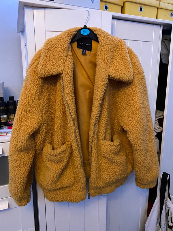 New look mustard teddy coat discount