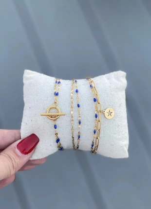 Bracelet acier inoxydable bleu foncé et doré (vendu à l’unité), brand: Tendance, condizioni: Ottime, €9.00, €10.15 include la Protezione acquisti Pro