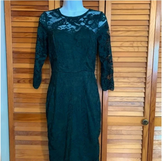 Hunter Green Lace A Line Dress New Never Worn 1