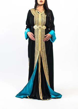 Takchita Noire & Bleu Turquoise – Strass & Perles, brand: takchita, condition: Very good, size: Other, €144.00, €151.90 includes Buyer Protection