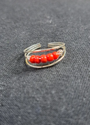 petite bague en argent 925 - perles rouges, condizioni: Nuovo senza cartellino, taglia: Regolabile, €7.00, €8.05 include la Protezione acquisti