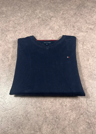 Pull Tommy Hilfiger col V  bleu Marine logo brodé / Taille M, brand: Tommy Hilfiger, condition: Good, size: M, €25.00, €26.95 includes Buyer Protection
