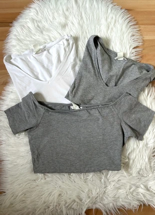 Basic T-Shirt Set – 3er Pack in Weiß & Grau H&M, marque: H&M, état: Très bon état, taille: M / 38 / 10, 5,00 €, 5,95 € Protection acheteurs incluse
