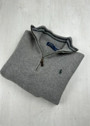 Pull col camionneur zippé Ralph Lauren gris laine logo ton sur ton brodé L femme, brand: Ralph Lauren, condition: Good, size: L / 40 / 12, €40.00, €42.70 includes Buyer Protection Pro