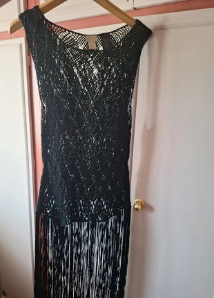 H&M Collection Rrp £75 dress macrame black knit detail crochet style tassles fringe elegant bespoke, brand: Home Collection, condition: Very good, size: M / 10, £25.00, £26.95 includes Buyer Protection