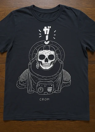 T shirt graphique/ graphic tee astronaute noir M Crom, merk: Noir, staat: Heel goed, maat: M, € 12,00, € 13,30 inclusief Kopersbescherming