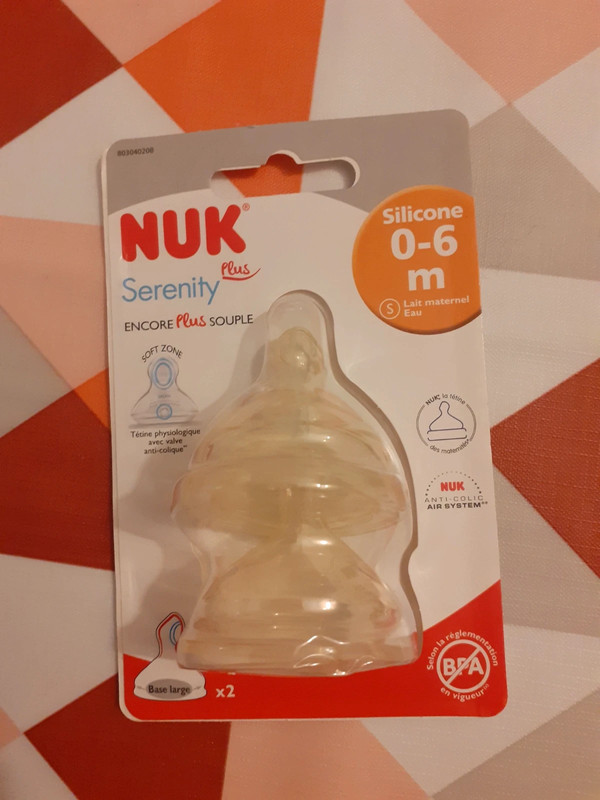 Nuk - Tétines silicone x2 base large serenity - 6/18 mois lait